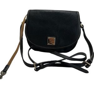 Authentic Dooney and Bourke Black Pebble Grain Leather Adjustable Crossbody Bag